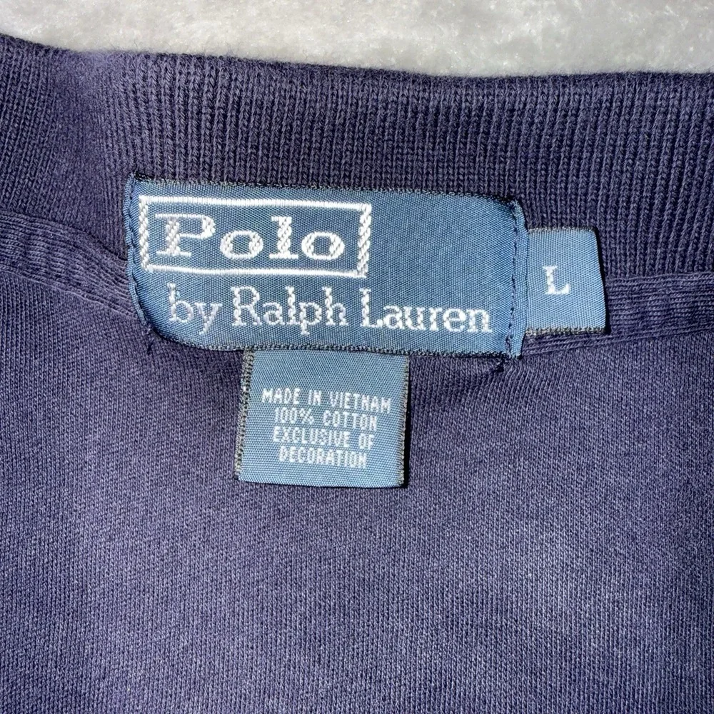 Polo Ralph Lauren Polo Shirt Men's Large Blue 100%‎ Cotton Short Sleeve Red Pony